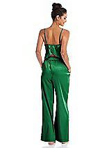 Rear View Thumbnail - Shamrock Satin Wide-Leg Lounge Pants with Pockets - Ray