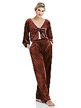 Front View Thumbnail - Auburn Moon Velvet Lounge Pants with Pockets - Cleo