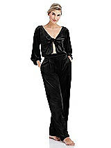 Front View Thumbnail - Black Velvet Lounge Pants with Pockets - Cleo