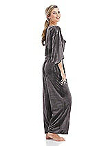 Side View Thumbnail - Caviar Gray Velvet Ankle Wide-Leg Lounge Pants - Billie
