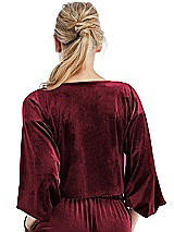 Rear View Thumbnail - Cabernet Tie-Front Velvet Puff Sleeve Top - Poppy
