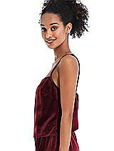Side View Thumbnail - Cabernet Split Back Slim Strap Velvet Cami - Sari