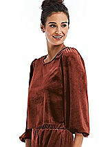 Side View Thumbnail - Auburn Moon Velvet Pullover Puff Sleeve Top - Rue