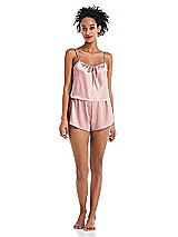Alt View 1 Thumbnail - Rose Drawstring Neck Satin Cami with Bow Detail - Nyla