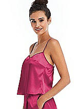 Side View Thumbnail - Shocking Split Back Satin Cami Top with Slim Straps