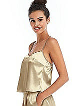 Side View Thumbnail - Banana Split Back Satin Cami Top with Slim Straps