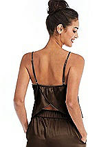 Rear View Thumbnail - Espresso Split Back Satin Cami Top with Slim Straps