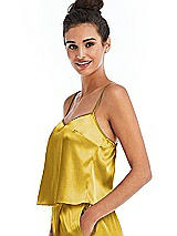 Side View Thumbnail - Marigold Split Back Satin Cami Top with Slim Straps