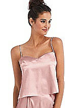 Front View Thumbnail - Rose Split Back Satin Cami Top with Slim Straps
