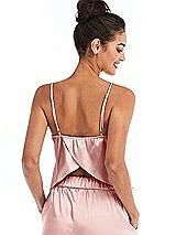 Rear View Thumbnail - Rose Split Back Satin Cami Top with Slim Straps
