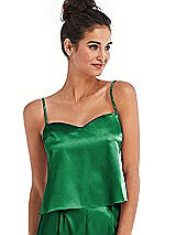 Front View Thumbnail - Shamrock Split Back Satin Cami Top with Slim Straps