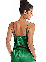 Rear View Thumbnail - Shamrock Split Back Satin Cami Top with Slim Straps