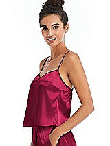 Side View Thumbnail - Valentine Split Back Satin Cami Top with Slim Straps
