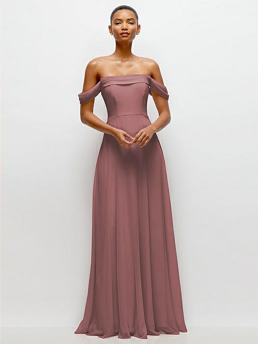 Off-the-Shoulder Draped Neckline Maxi Dress