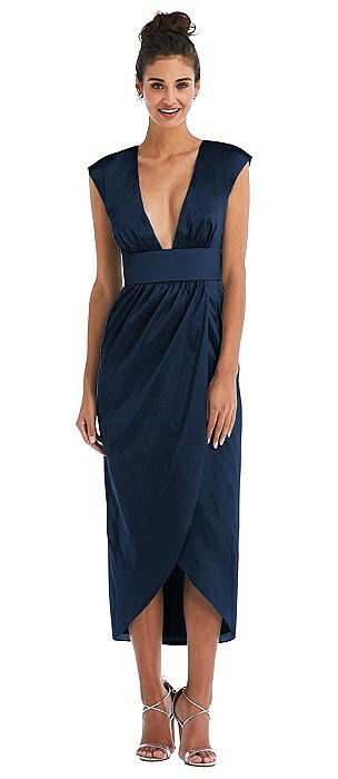 Open-Neck Tulip Skirt Maxi Dress