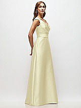 Side View Thumbnail - Butter Yellow Off-the-Shoulder Draped Wrap Satin Maxi Dress