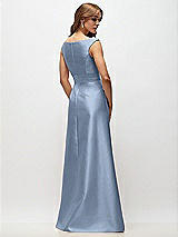Rear View Thumbnail - Cloudy Off-the-Shoulder Draped Wrap Satin Maxi Dress
