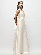 Side View Thumbnail - Ivory Off-the-Shoulder Draped Wrap Satin Maxi Dress