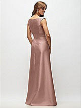 Rear View Thumbnail - Neu Nude Off-the-Shoulder Draped Wrap Satin Maxi Dress