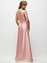 Rear View Thumbnail - Rose Off-the-Shoulder Draped Wrap Satin Maxi Dress