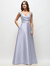 Front View Thumbnail - Silver Dove Off-the-Shoulder Draped Wrap Satin Maxi Dress
