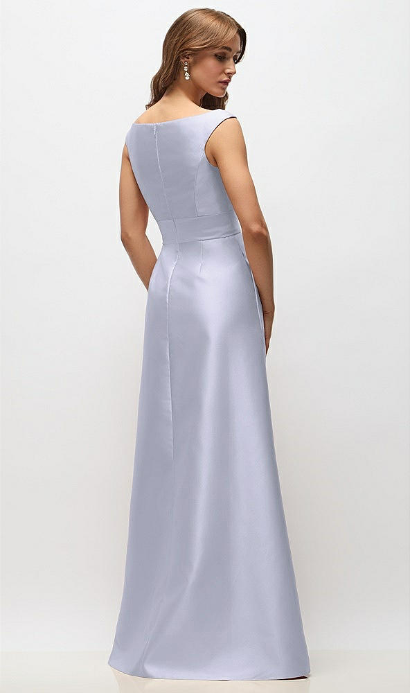 Back View - Silver Dove Off-the-Shoulder Draped Wrap Satin Maxi Dress