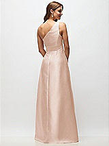 Rear View Thumbnail - Cameo Draped One-Shoulder Satin Maxi Dress with Pockets