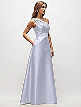 Side View Thumbnail - Silver Dove Draped One-Shoulder Satin Maxi Dress with Pockets