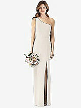 Front View Thumbnail - Ivory One-Shoulder Crepe Trumpet Gown with Front Slit