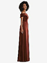 Side View Thumbnail - Auburn Moon Draped Cuff Off-the-Shoulder Velvet Maxi Dress with Pockets