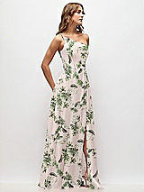 Side View Thumbnail - Palm Beach Print One-Shoulder Chiffon Maxi Dress with Shirred Front Slit