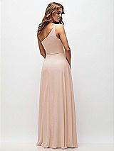 Rear View Thumbnail - Cameo One-Shoulder Chiffon Maxi Dress with Shirred Front Slit