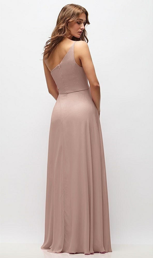 Back View - Neu Nude One-Shoulder Chiffon Maxi Dress with Shirred Front Slit