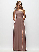 Front View Thumbnail - Sienna One-Shoulder Chiffon Maxi Dress with Shirred Front Slit