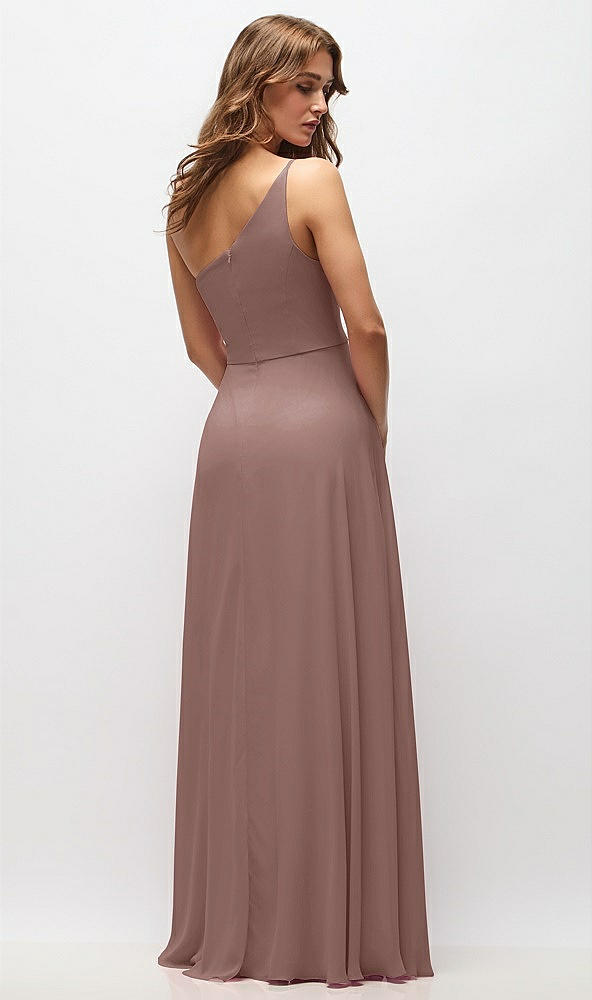 Back View - Sienna One-Shoulder Chiffon Maxi Dress with Shirred Front Slit