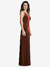 Side View Thumbnail - Auburn Moon One-Shoulder Spaghetti Strap Velvet Maxi Dress with Pockets