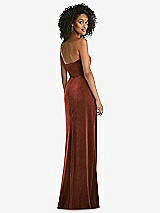 Rear View Thumbnail - Auburn Moon Strapless Velvet Maxi Dress with Draped Cascade Skirt