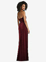 Rear View Thumbnail - Cabernet Strapless Velvet Maxi Dress with Draped Cascade Skirt