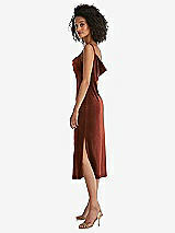 Side View Thumbnail - Auburn Moon Asymmetrical One-Shoulder Velvet Midi Slip Dress