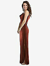Side View Thumbnail - Auburn Moon Asymmetrical One-Shoulder Velvet Maxi Slip Dress