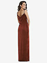 Rear View Thumbnail - Auburn Moon Asymmetrical One-Shoulder Velvet Maxi Slip Dress