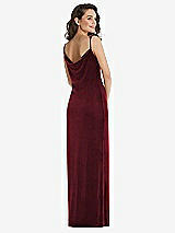 Rear View Thumbnail - Cabernet Asymmetrical One-Shoulder Velvet Maxi Slip Dress
