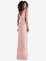 Rear View Thumbnail - Rose Pleated Bodice Satin Maxi Pencil Dress with Bow Detail