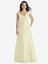 Front View Thumbnail - Butter Yellow Off-the-Shoulder Draped Wrap Maxi Dress with Pockets