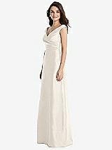 Side View Thumbnail - Ivory Off-the-Shoulder Draped Wrap Maxi Dress with Pockets