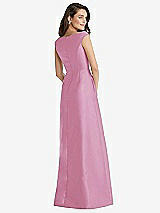 Rear View Thumbnail - Powder Pink Off-the-Shoulder Draped Wrap Maxi Dress with Pockets