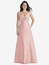 Front View Thumbnail - Rose Off-the-Shoulder Draped Wrap Maxi Dress with Pockets