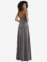 Rear View Thumbnail - Caviar Gray Twist Front Cutout Velvet Maxi Dress - Cameron