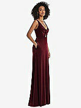 Side View Thumbnail - Cabernet Twist Front Cutout Velvet Maxi Dress - Cameron