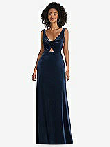 Front View Thumbnail - Midnight Navy Twist Front Cutout Velvet Maxi Dress - Cameron